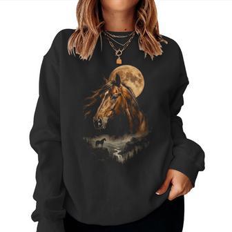 Mystical Horse Spirit Animal Full Moon Nature Women Women Sweatshirt - Thegiftio UK