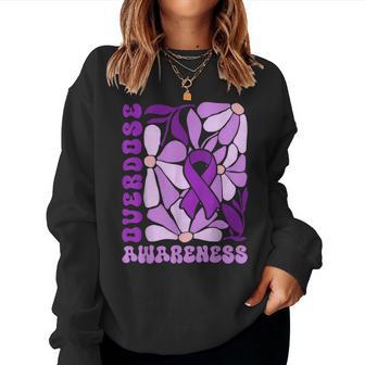 Overdose Awareness Month Ribbon Purple Floral Women Women Sweatshirt | Seseable UK