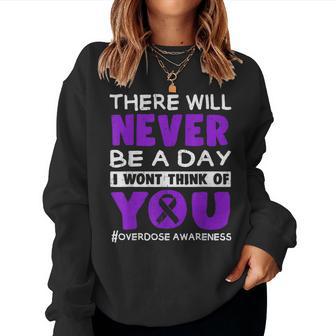Overdose Awareness Month Ribbon Purple Support Women Women Sweatshirt - Thegiftio UK