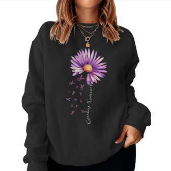 Overdose Awareness Month Sunflower Purple Ribbon Womens Women Sweatshirt - Thegiftio UK