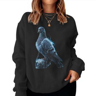 Palomaostiene Cámara Pájaro Motivo Animal Dibujo Ilustración Paloma Sudadera Mujer - Regaloses