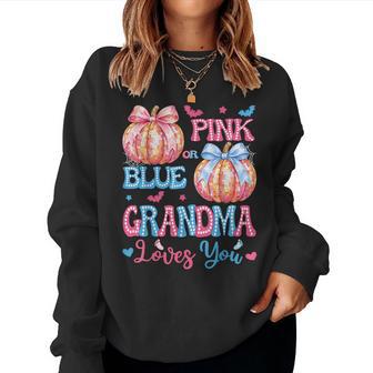 Pink Or Blue Grandma Loves You Pumpkin Disco Gender Reveal Women Sweatshirt - Thegiftio UK