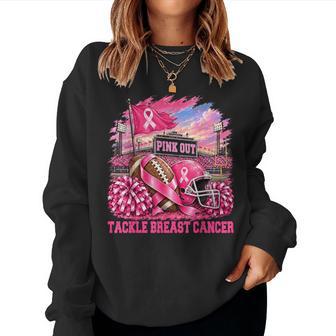 Pink Out Tackle Breast Cancer Awareness Football Mom Kids Women Sweatshirt - Thegiftio UK