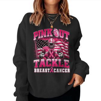 Pink Out Tackle Breast Cancer Football Player Kid Women Sweatshirt - Thegiftio UK
