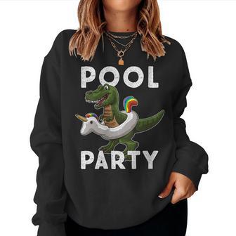 Pool Party Dinosaure Avec Licorne Flottante Sweat-shirt pour femme - Cadeauxyz