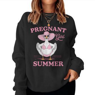 Pregnant Girl Summer Goose Pregnancy Announcement Mama Women Sweatshirt - Monsterry