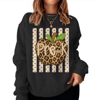 Preppy Leopard Apple Pre-K Back To School Girl Kids Women Sweatshirt - Thegiftio UK
