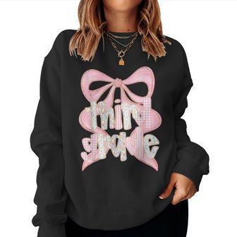 Preppy Third Grade Teacher 3Rd Grade Floral Coquette Bow Women Sweatshirt | Seseable UK