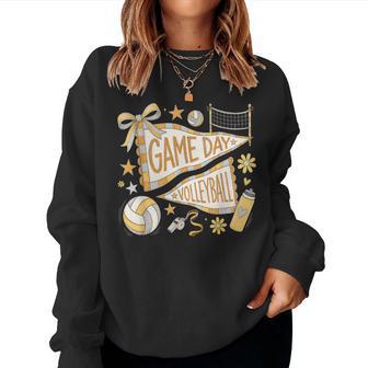 Preppy Volleyball Game Day Girls Volleyball Mom Cheer Gold Women Sweatshirt - Thegiftio UK