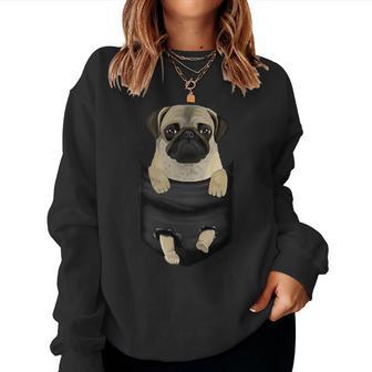 Pug Amante De Los Corazones De Los Perros Trapeadores Cuello Sudadera Mujer - Regaloses