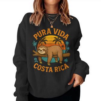 Pura Vida Costa Rica Sloth Sunset Palms Women Sweatshirt - Thegiftio UK