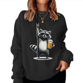 Raccoon Rock On Beer Bar Pub Crawl Bebiendo Cerveza Divertida Sudadera Mujer - Regaloses