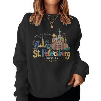 Regalo Deiaje Dean Petersburgo Rusia Dibujado A Mano Cuello Sudadera Mujer - Regaloses