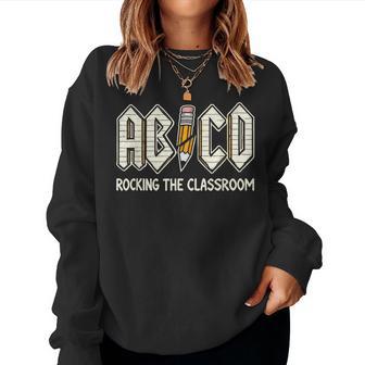 Retro Abcd Teacher Novelty Back To School Teacher Women Sweatshirt - Thegiftio UK