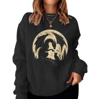 Retro Dragon Boop Cat Under Moon Gothic Cat Lover Women Women Sweatshirt | Seseable UK