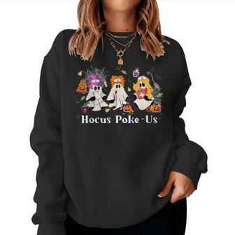 Retro Hocus Poke-Us Spooky Nurse Halloween Cute Ghost Women Sweatshirt - Thegiftio UK