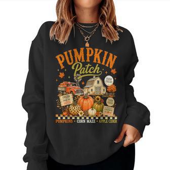 Retro Pumpkin Patch Farm Fresh Autumn Fall Season Costume Women Sweatshirt - Thegiftio UK