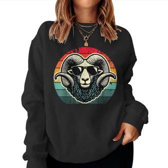Retro Ram In Sunglasses Kids Novelty Ram Women Sweatshirt - Thegiftio UK