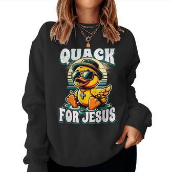 Retro Rubber Duck Christian Rubber Ducky Quacks For Jesus Women Sweatshirt - Thegiftio UK