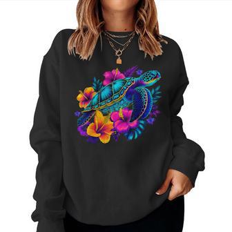 Retro Sea Turtle Summer Beach Ocean Animal Aloha Maui Hawaii Women Sweatshirt | Seseable UK