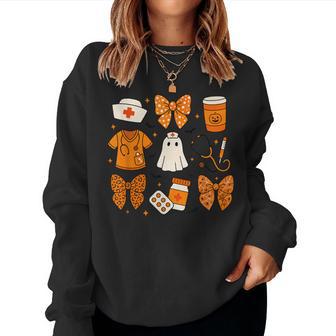 Rn Cna Icu Scrub Nurse Boo Coquette Halloween Costume Women Sweatshirt - Thegiftio UK