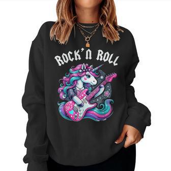 Rock'n Roll Unicorn Rockstar Unicorn Punk Goth Band Girls Women Sweatshirt - Thegiftio UK