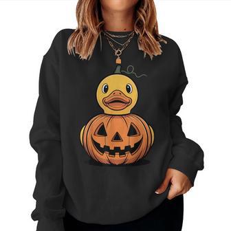 Rubber Duck Pumpkin Halloween Women Sweatshirt - Thegiftio UK
