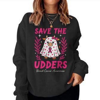 Save The Udders Breast Cancer Halloween Sppoky Cow Women Women Sweatshirt - Thegiftio UK