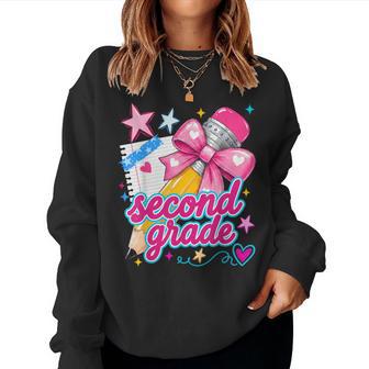 Second Grade Coquette Bow Pencil First Day Of School Girls Women Sweatshirt - Thegiftio UK