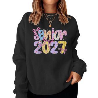 Senior 2027 Coquette Aesthetic Floral Bow Class Of 2027 Women Sweatshirt - Thegiftio UK