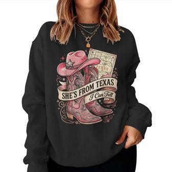 She's From Texas I Can Tell Cowboy Boots Country Girl Women Sweatshirt - Thegiftio UK