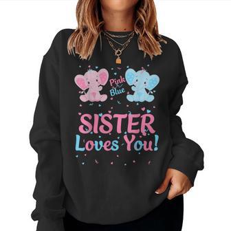 Sister Gender Reveal Elephant Pink Or Blue Matching Family Women Sweatshirt - Thegiftio UK