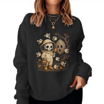 Skeleton Beekeeper Ghost Bees Haunted Honey Halloween Bee Women Sweatshirt | Seseable UK