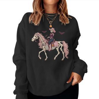 Skeleton Cowgirl Horse Pink Western Halloween Girls Women Sweatshirt | Seseable UK