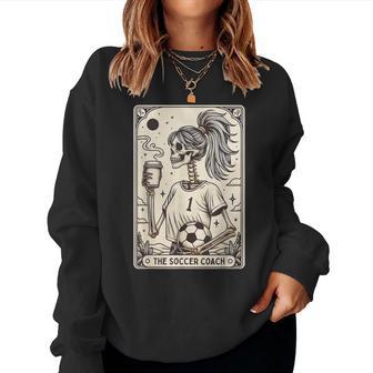 Soccer Coach Tarot Card Halloween Skeleton Soccer Mom Witchy Women Sweatshirt - Thegiftio UK