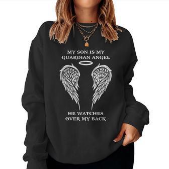 My Son Is My Guardian Angel Christmas Ideas For Mom Women Sweatshirt | Seseable UK