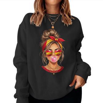 Spanisches Mädchen Messy Bun Bubblegumpanien Flagge Reise Sweatshirt Frauen - Geschenkecke