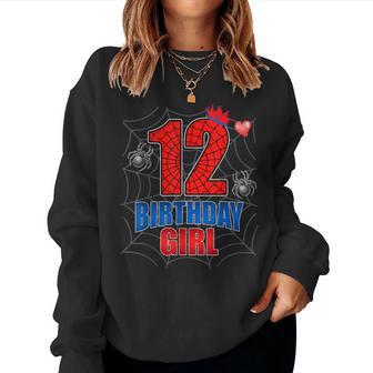 Spider Web Twelve 12 Years Old It's My 12Th Birthday Girl Women Sweatshirt - Thegiftio UK
