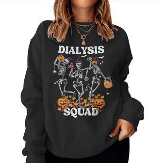 Spooky Dialysis Squad Nurse Skeleton Dancing Dialysis Tech Women Sweatshirt - Thegiftio UK