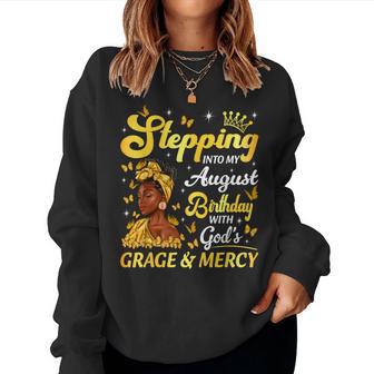 Stepping Into My August Birthday Afro Woman Religious Bday Women Sweatshirt - Thegiftio UK
