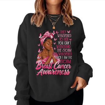 Storm Breast Cancer Afro African Black Pink Ribbon Women Sweatshirt - Thegiftio UK