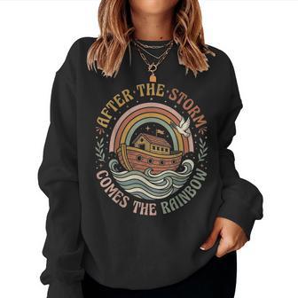 After The Storm Comes The Rainbow Retro Noahs Ark Women Sweatshirt - Thegiftio UK
