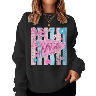Striped Floral Pennant Flag Back To School Kindergarten Kids Women Sweatshirt - Thegiftio UK