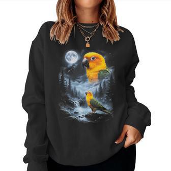 Sun Conure Howling At Moon Perroquet Rétro Des Années 90 Sweat-shirt pour femme - Cadeauxyz