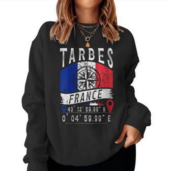 Tarbes France Flag Les Coordonnées Gps De Tarbes Sweat-shirt pour femme - Cadeauxyz