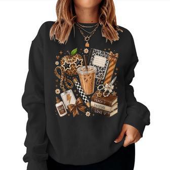 Teacher Back To School Supplies Coffee Teach Inspire Love Women Sweatshirt - Thegiftio UK