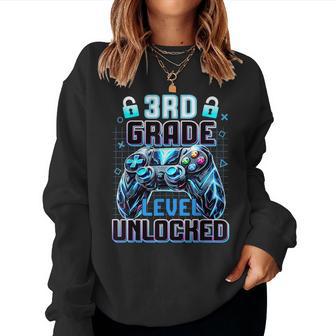 Third Grade 3Rd Level Unlocked First Day Back To School Game Women Sweatshirt - Thegiftio UK