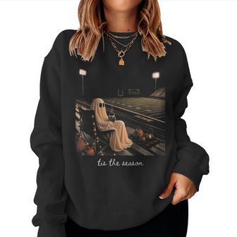 Tis The Season Halloween Ghost Football Game Day Cheer Mom Women Sweatshirt - Thegiftio UK