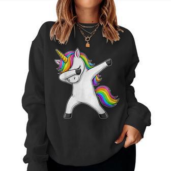 Unicorn Dabbing Rainbow Graphic Women Sweatshirt - Thegiftio UK