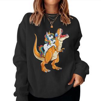 Unicorn Riding T Rex Dinosaur Boys Girls Sudadera Mujer - Regaloses